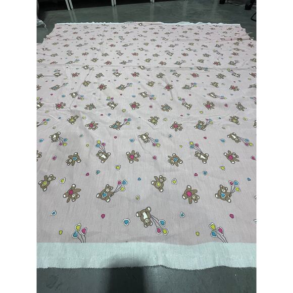Teddy Bears, Pink Fabric Sheet, Vintage pink fabric, Nursery, Bedding, - Picture 2 of 4